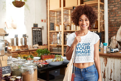 Crop Top Tee Mockup of a Woman with Natural Hair