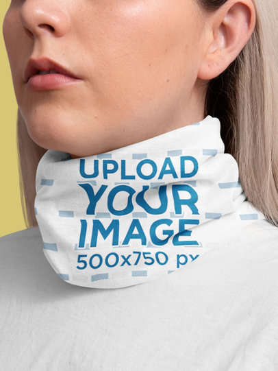 Mockup of a Woman with Long Hair Wearing a Neck Gaiter