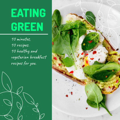 Instagram Post Template for Healthy and Vegetarian Breakfast Recipes