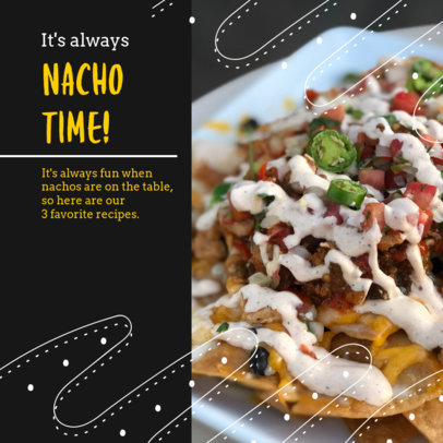 Food-Themed Instagram Post Design Maker for a Nachos Recipe 