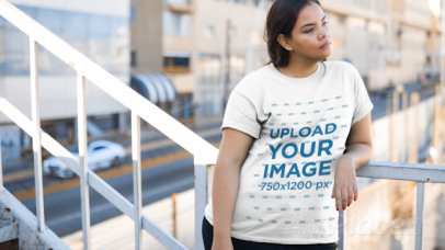 Video of a Woman Wearing a Plus Size Tee in an Urban Scenario 12522