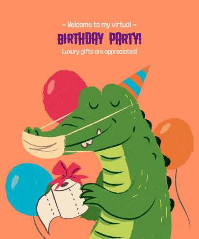 Birthday Party T-Shirt Design Creator with a Happy Crocodile Illustration