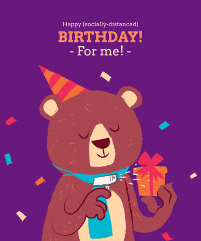 T-Shirt Design Template with a Birthday Bear Illustration