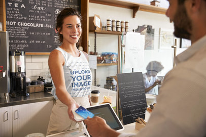 Tank Top Mockup of a Cashier Serving a Customer 34194-r-el2