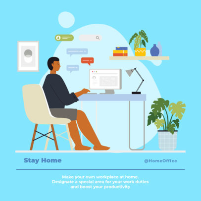 Instagram Post Creator Featuring a Freelancer Working From Home