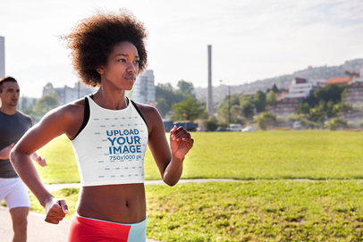 Tank Top Mockup of a Woman Running Outside