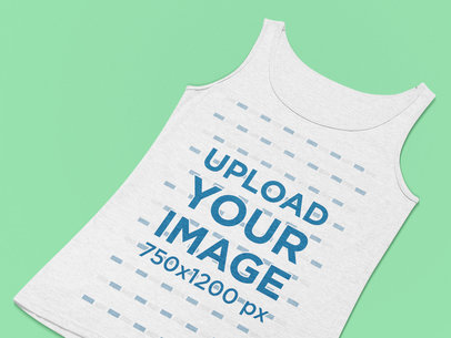 Front View Mockup of a Heathered Tank Top with Scoop Neck