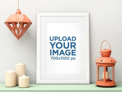 Art Print Mockup Featuring Some Modern Ornaments 3965-el1