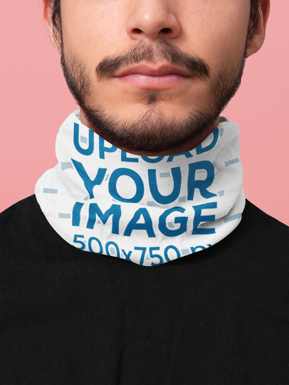 Mockup Featuring a Bearded Man Wearing a Tubular Bandana 