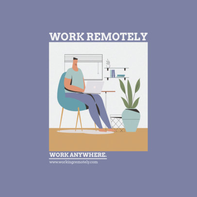 Instagram Post Creator Featuring an Artistic Illustration of a Man Working From Home