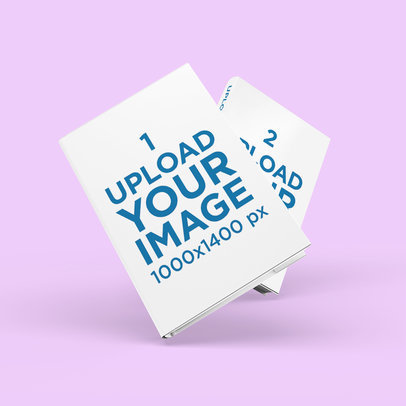 Mockup of Two Closed Books Featuring a Solid Color Backdrop 3426-el1