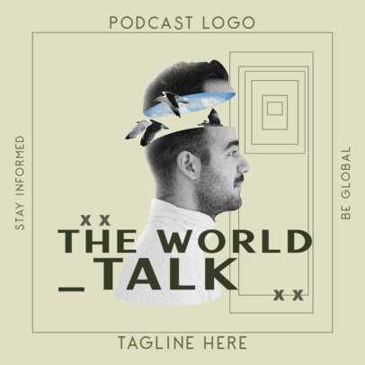 Podcast Logo Maker Featuring Black and White Surreal Clipart 