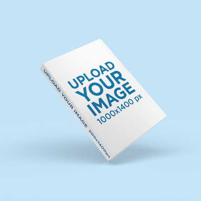 Mockup Featuring a Book With a Customizable Spine Floating Over a Colored Surface 3427-el1