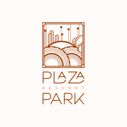 Art Deco Logo Template with a Geometric Landscape Graphic