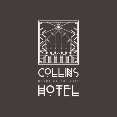 Art Deco-Style Hotel Logo Generator with a Geometric City Landscape