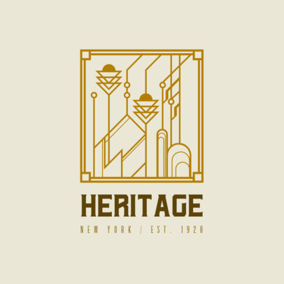 Art Deco Logo Template with Geometric Shapes Forming a Landscape