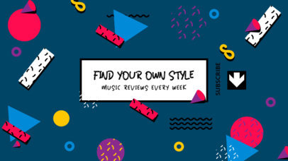 YouTube Banner Template Featuring Colorful Memphis Shapes 2521a