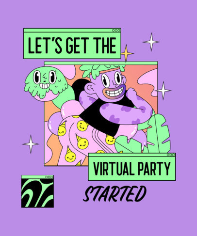 Quarantine T-Shirt Design Creator for a Virtual Party 2529g