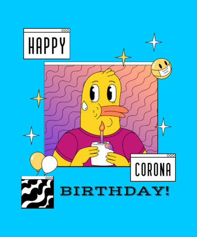 T-Shirt Design Maker Featuring a Birthday Duck Illustration