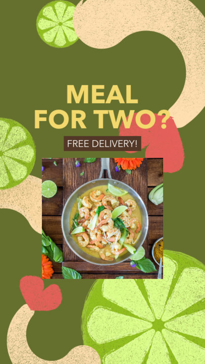 Instagram Story Design Template for a Free Food Delivery 