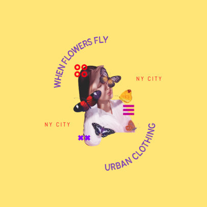 Urban Clothing Brand Logo Creator Featuring a Bizarre Butterfly Collage