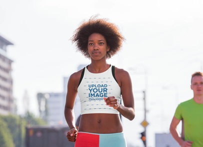 Mockup of a Jogger Wearing a Crop Top Tank Top 