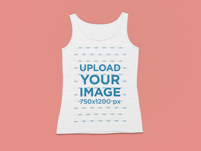 Mockup Featuring a Flat Laid Scoop-Neck Tank Top on a Minimalist Setting