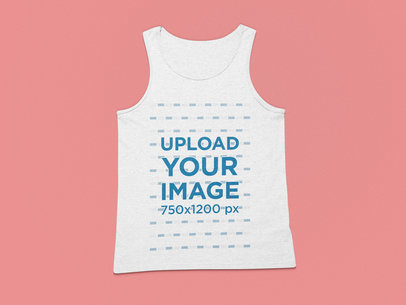 Front-View Mockup of a Heathered Tank Top on a Flat Surface 25735