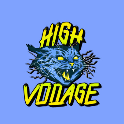 Fierce Logo Template with an Electric Cat Illustration 3266q