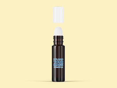 Essential Oil Mockup Featuring an Amber Roller Bottle 4210-el1