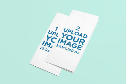 Mockup of Two Closed Trifold Brochures 
