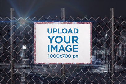 Mockup of an Rusty Sign on a Fence