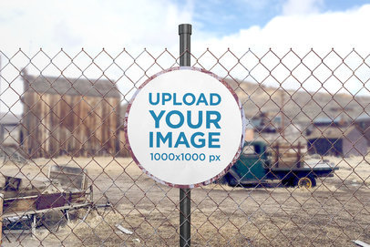 Mockup of a Circular Rusted Sign on an Urban Setting 4131-el1