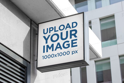 Mockup of a Square Sign Placed Outside a Store
