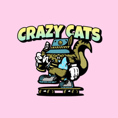 Clothing Logo Maker with a Skater Cat Cartoon Graphic