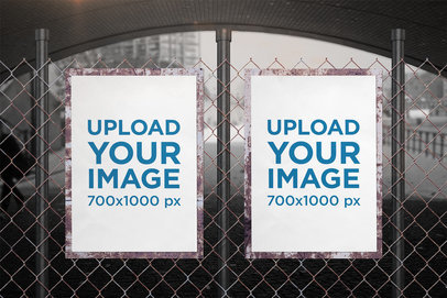 Mockup of Two Signs Placed on a Fence