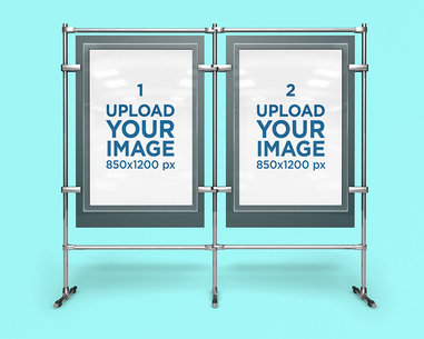 Mockup Featuring Two Poster Displays and a Customizable Background 4154-el1