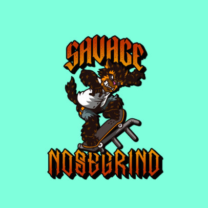 Logo Template for a Streetwear Brand Featuring a Wolf Skating 