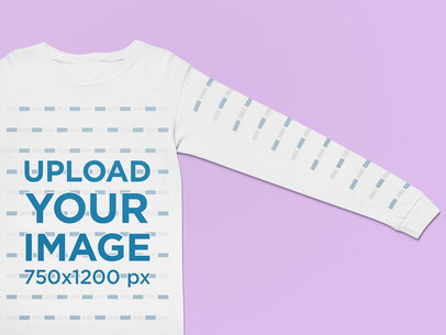 Mockup of a Customizable Long Sleeve Tee on a Flat Surface