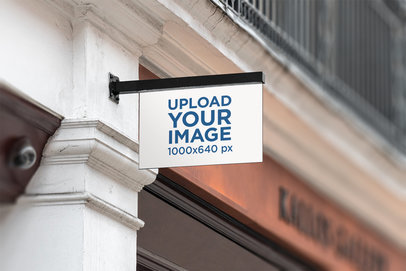 Outdoor Sign Mockup Featuring an Urban Column