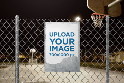 Sign Mockup Featuring a Basketball Court