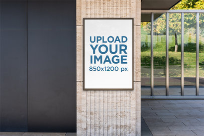 Mockup Featuring a Framed Poster on a Square Marble Column 4144-el1