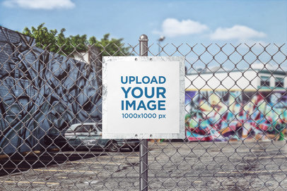 Sign Mockup Featuring Graffiti in the Background