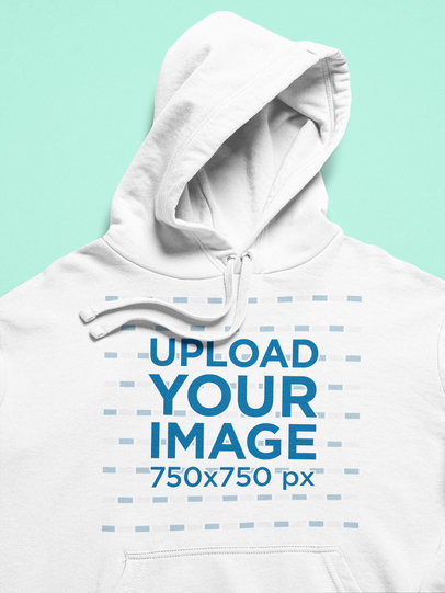 Closeup-View Mockup of a Pullover Hoodie over a Flat Surface