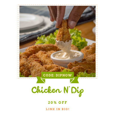 Instagram Post Creator with a Code for a Discount in a Restaurant