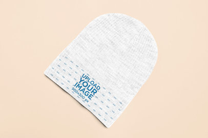Mockup of a Beanie Placed over a Colorful Surface