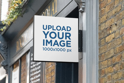 Mockup Featuring a Customizable Square Sign