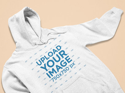 Closeup-View Mockup of a Heathered Hoodie on a Flat Surface 25346
