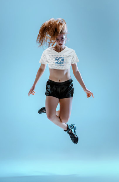 Crop Top Tee Mockup of a Dancer Jumping 