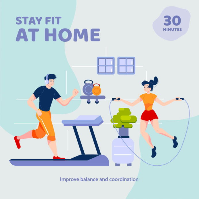 Placeit - Instagram Post Template to Promote Home Workout